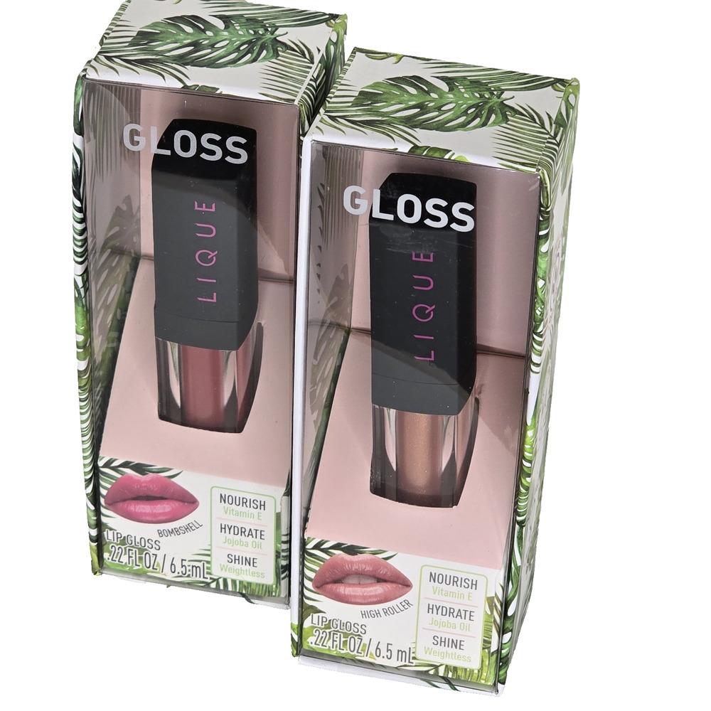 LIQUE Lip Gloss 2-Pack Bombshell & High Roller Nourish Hydrate Shine .22 fl